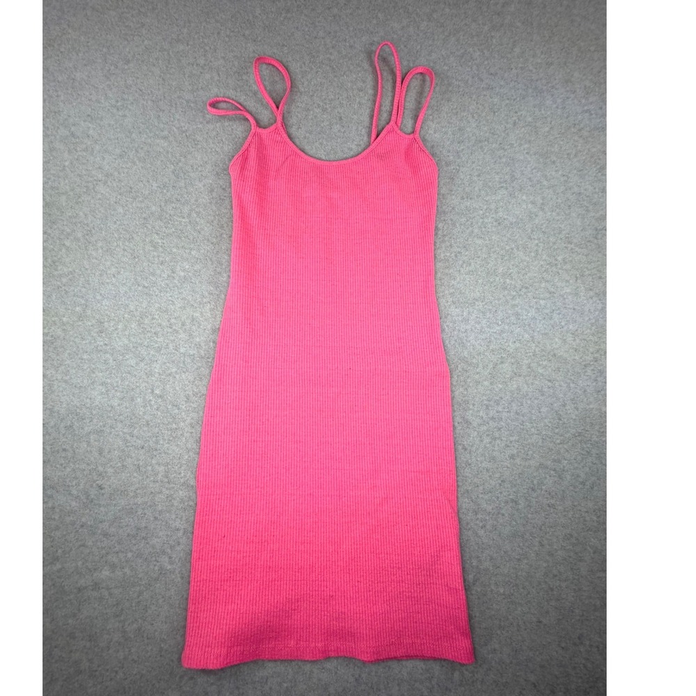Zara Pink Ribbed Mini Dress‎ Double Strap Sleeveless Bodycon Small 1131/345/630